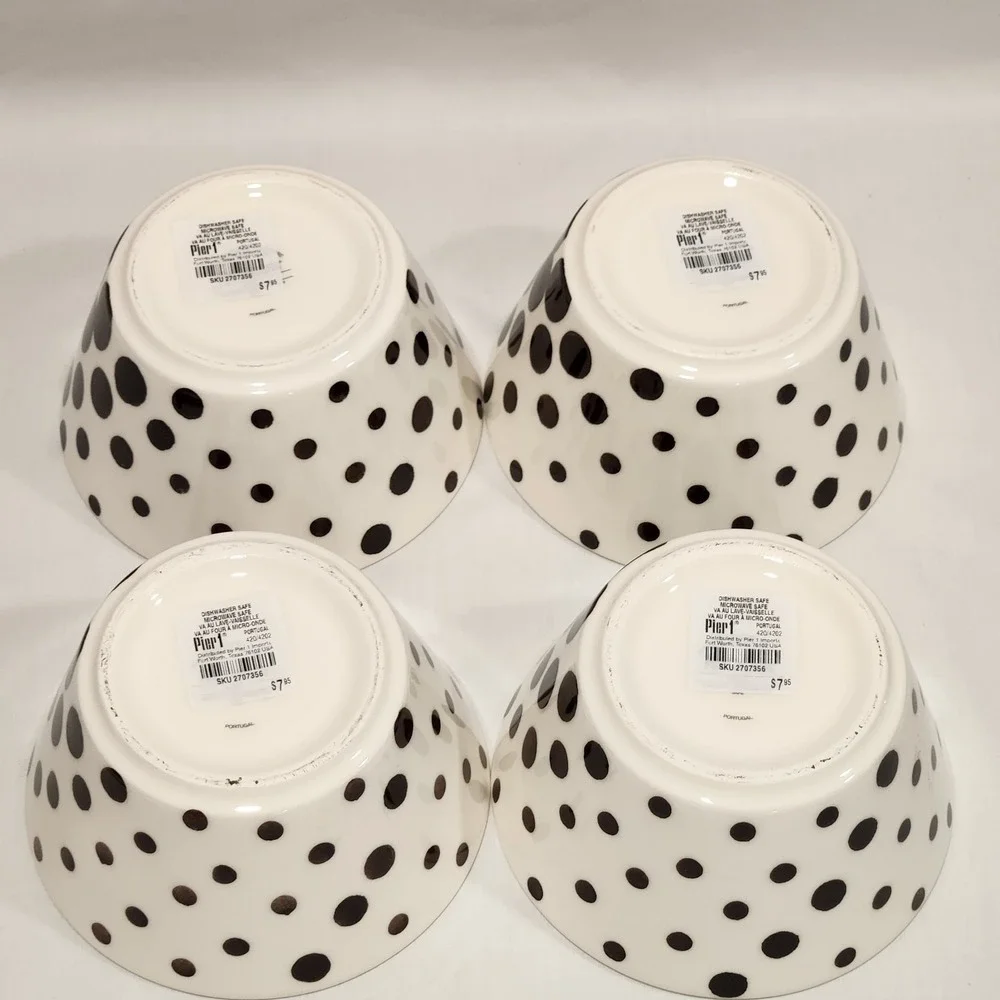 LOT‎ OF 4 Pier 1 KATE Polka Dots ~ Bowls ~ Portugal ~ NEW/NWT Discontinued